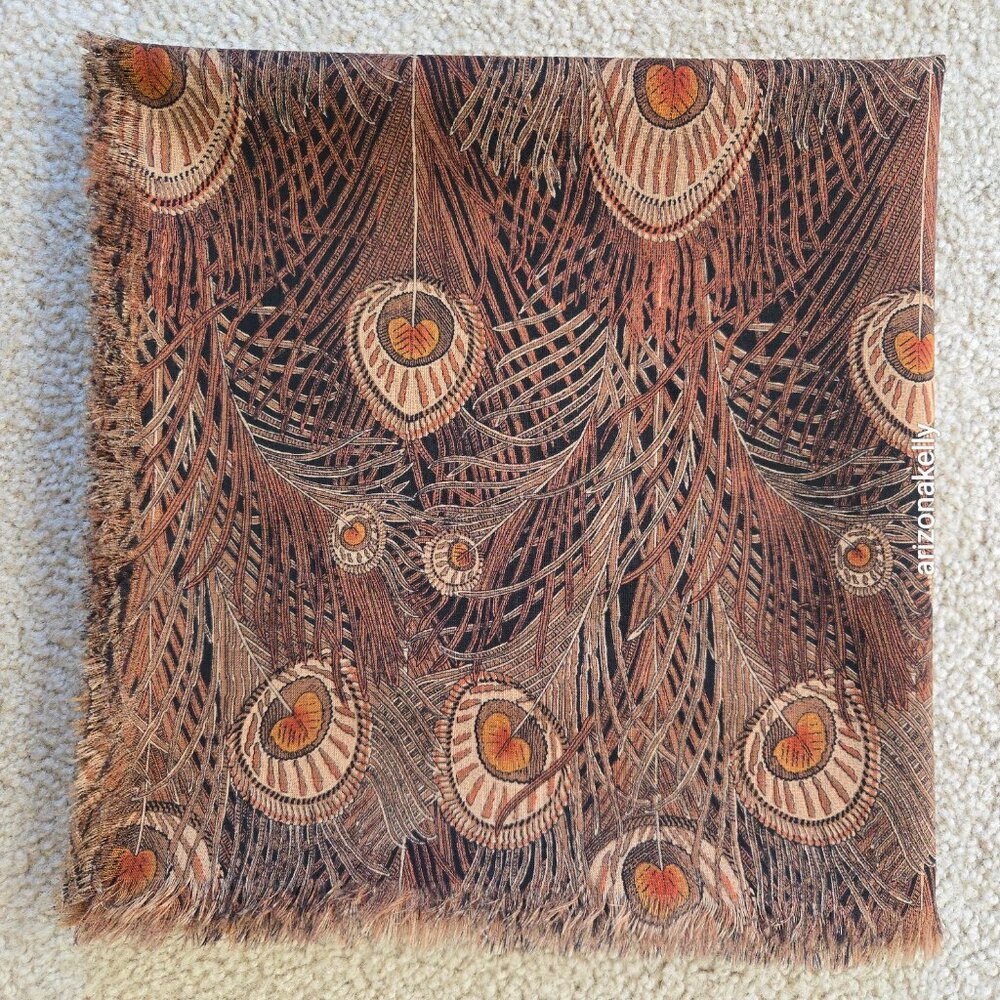 RARE Liberty WOOL Hera Scarf Large Square Peacock - Picture 13 of 14